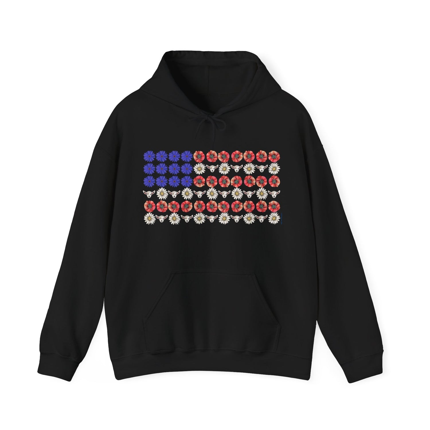 Stars, Stripes, and Goats Hoodie by Katie Van Slyke™ Black