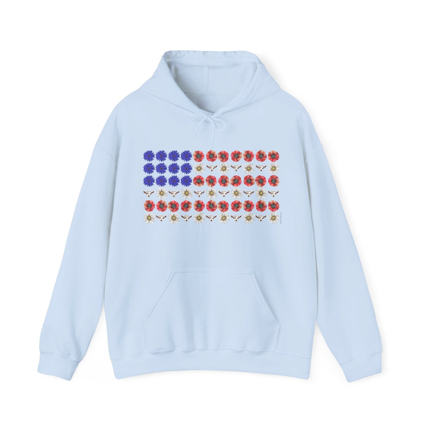 Stars, Stripes, and Goats Hoodie by Katie Van Slyke™ Light Blue