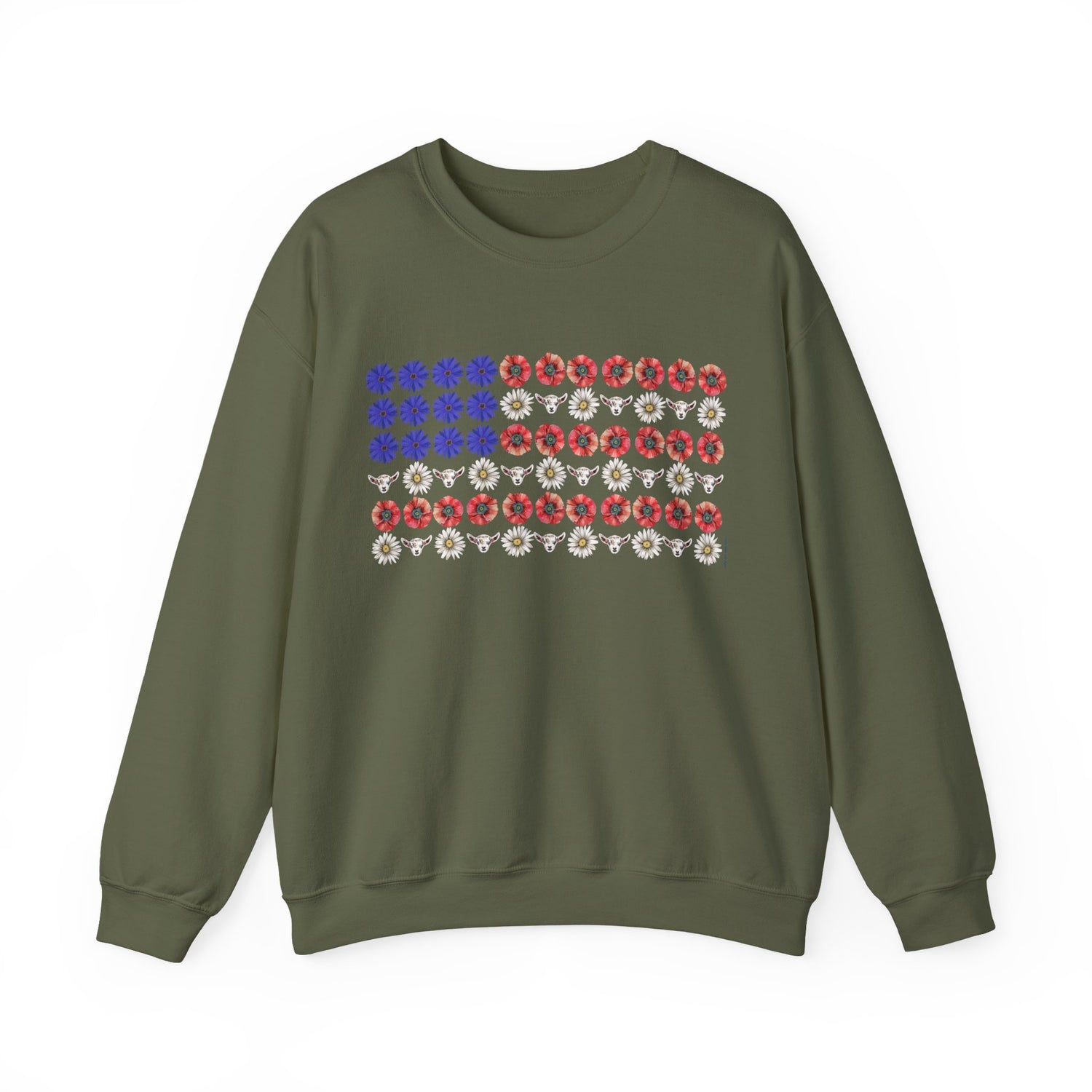 Stars, Stripes, and Goats Sweatshirt by Katie Van Slyke™ Military Green