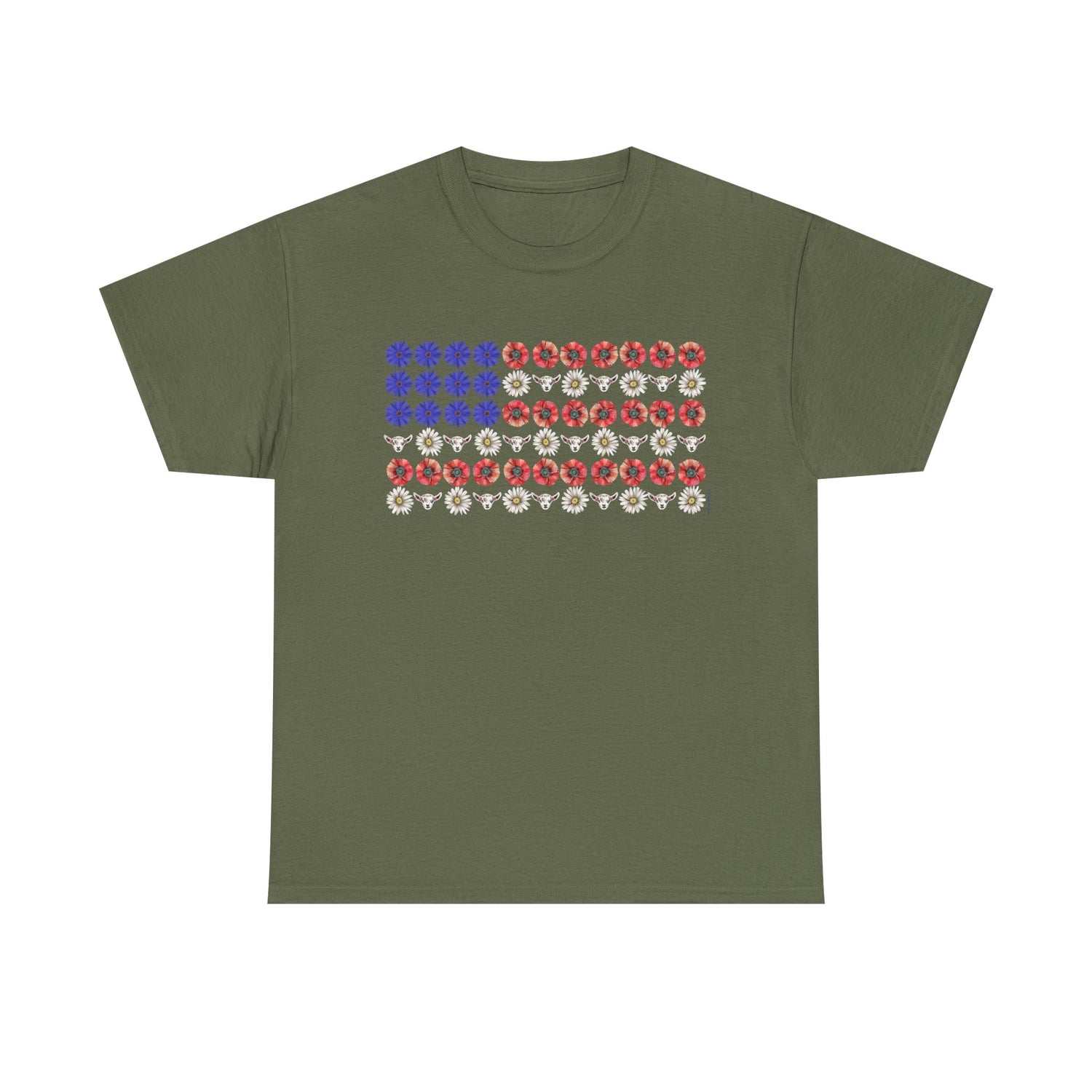 Stars, Stripes, and Goats T-Shirt by Katie Van Slyke™ Military Green