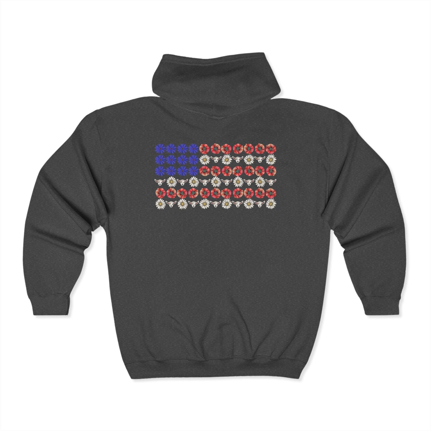 Stars, Stripes, and Goats Zip-Up Hoodie by Katie Van Slyke™ Dark Heather