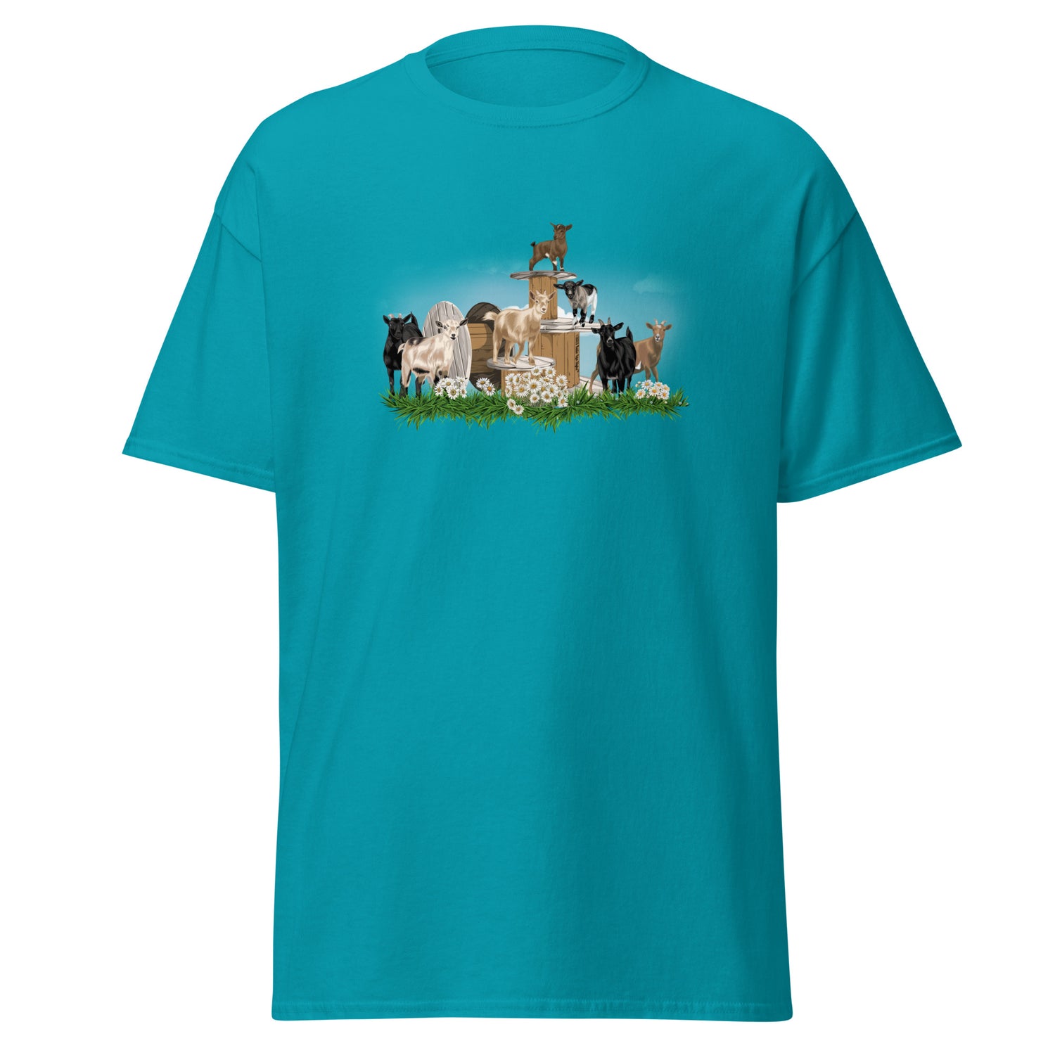 The Goat Crew T-Shirt by Katie Van Slyke - Tropical Blue