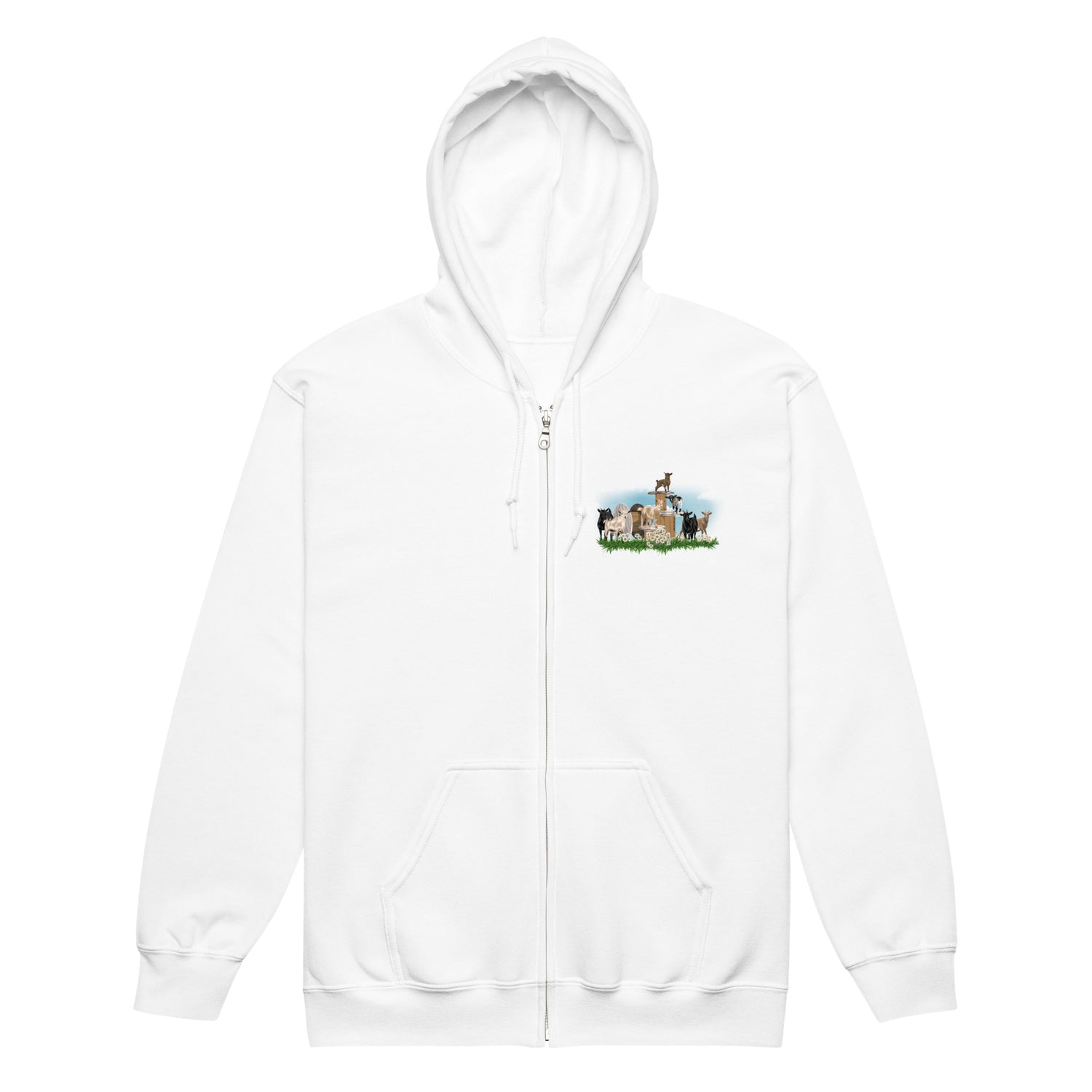 The Goat Crew Zip-Up Hoodie by Katie Van Slyke - White