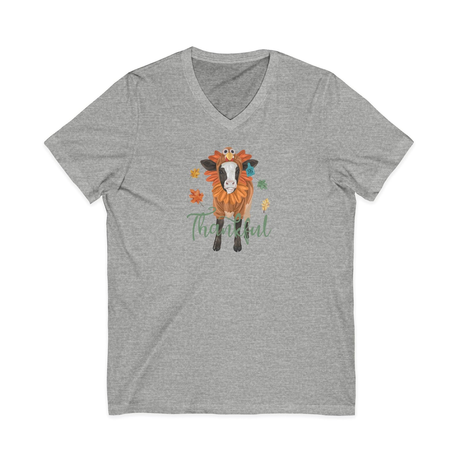 Turkey Time V-Neck T-Shirt by Katie Van Slyke™ Sport Grey