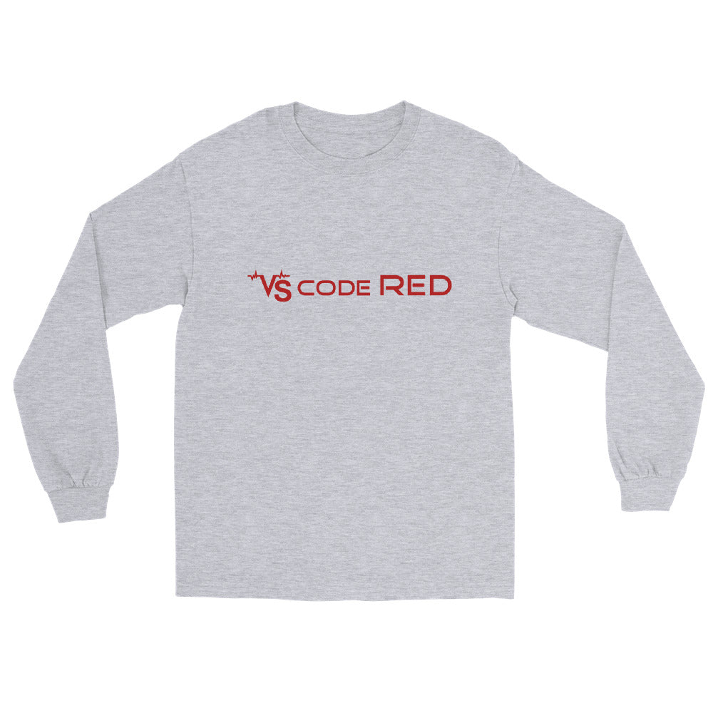 VS Code Red Long Sleeve T-Shirt by Katie Van Slyke - Sport Grey