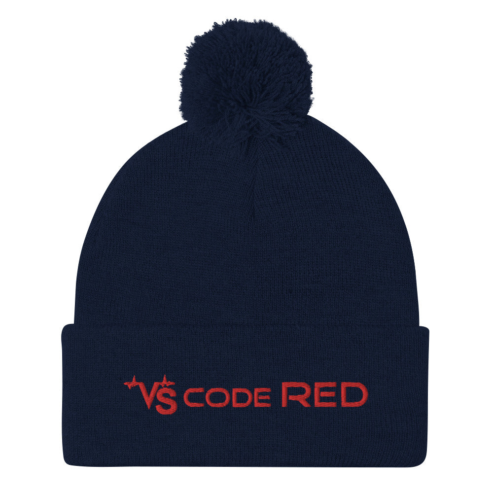 VS Code Red Pom-Pom Beanie by Katie Van Slyke™