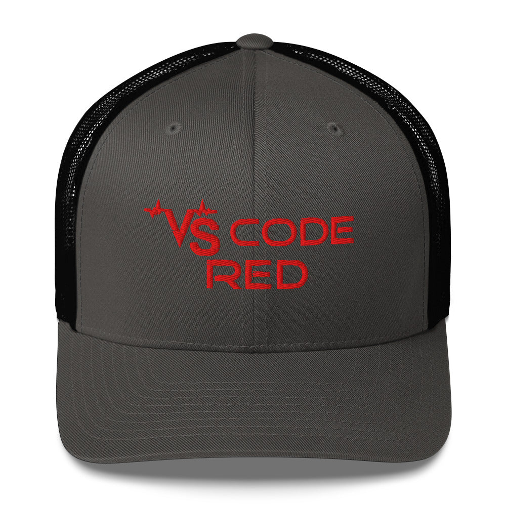 VS Code Red Trucker Cap by Katie Van Slyke™ Charcoal/Black