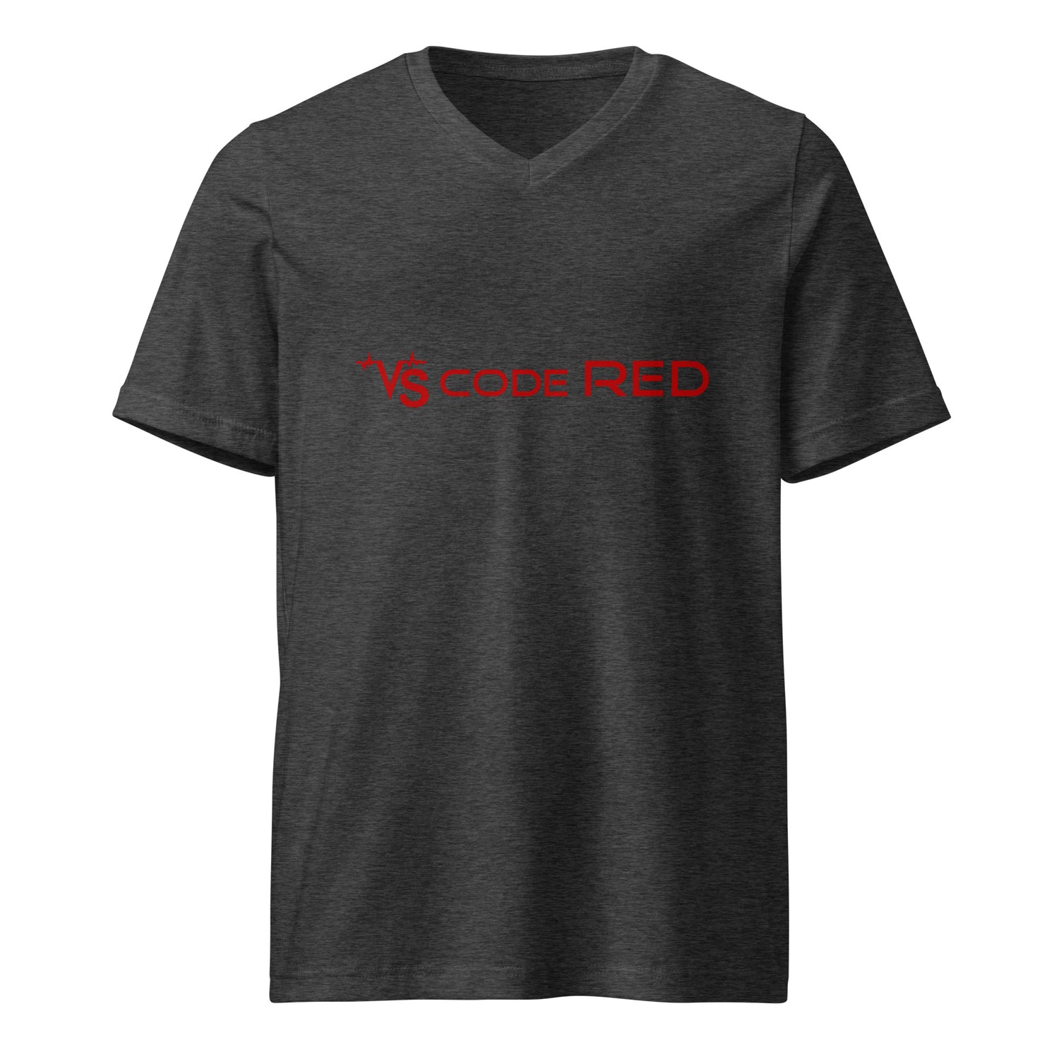 VS Code Red V-Neck T-Shirt by Katie Van Slyke - Dark Grey Heather