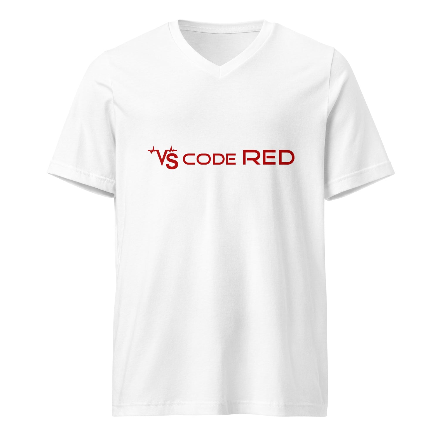 VS Code Red V-Neck T-Shirt by Katie Van Slyke - White