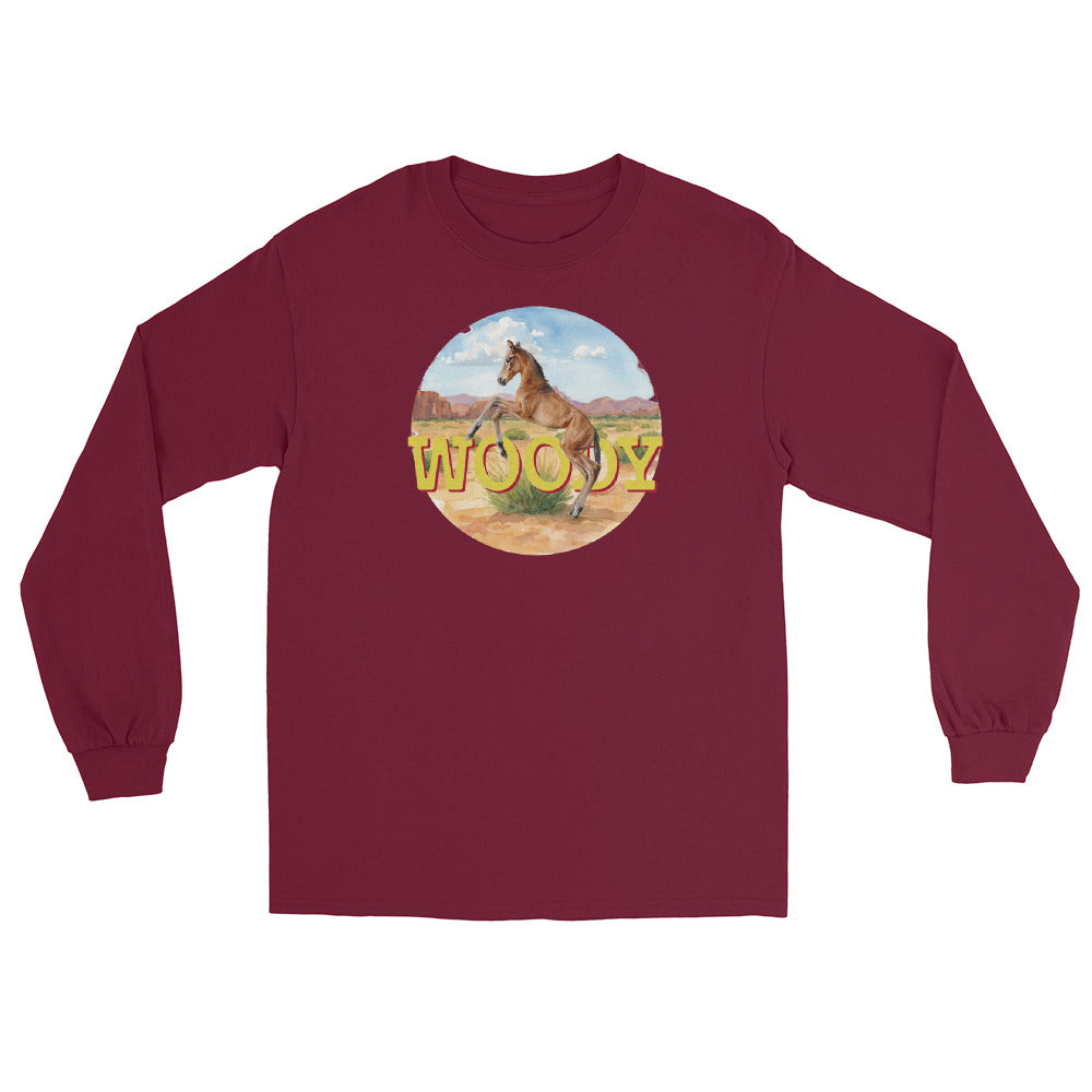 Woody Long Sleeve T-Shirt by Katie Van Slyke - Maroon