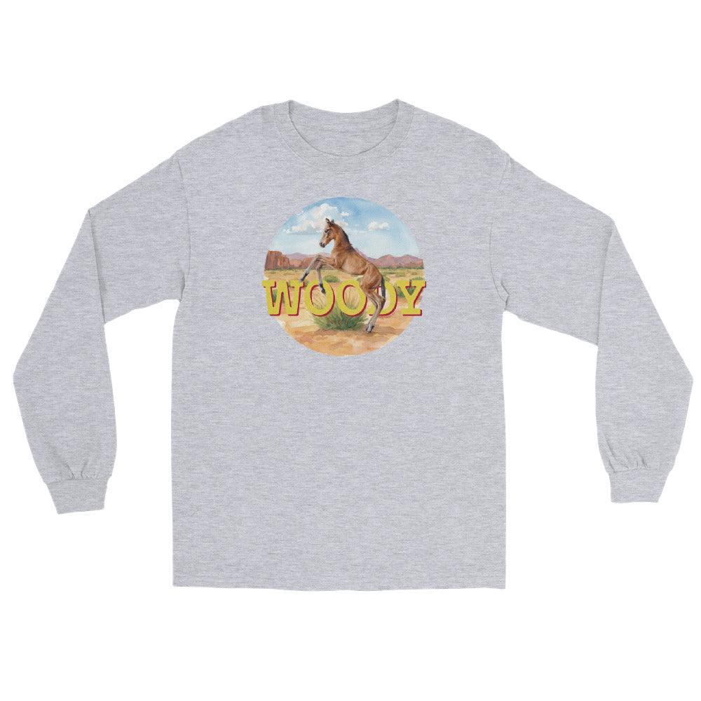 Woody Long Sleeve T-Shirt by Katie Van Slyke - Sport Grey