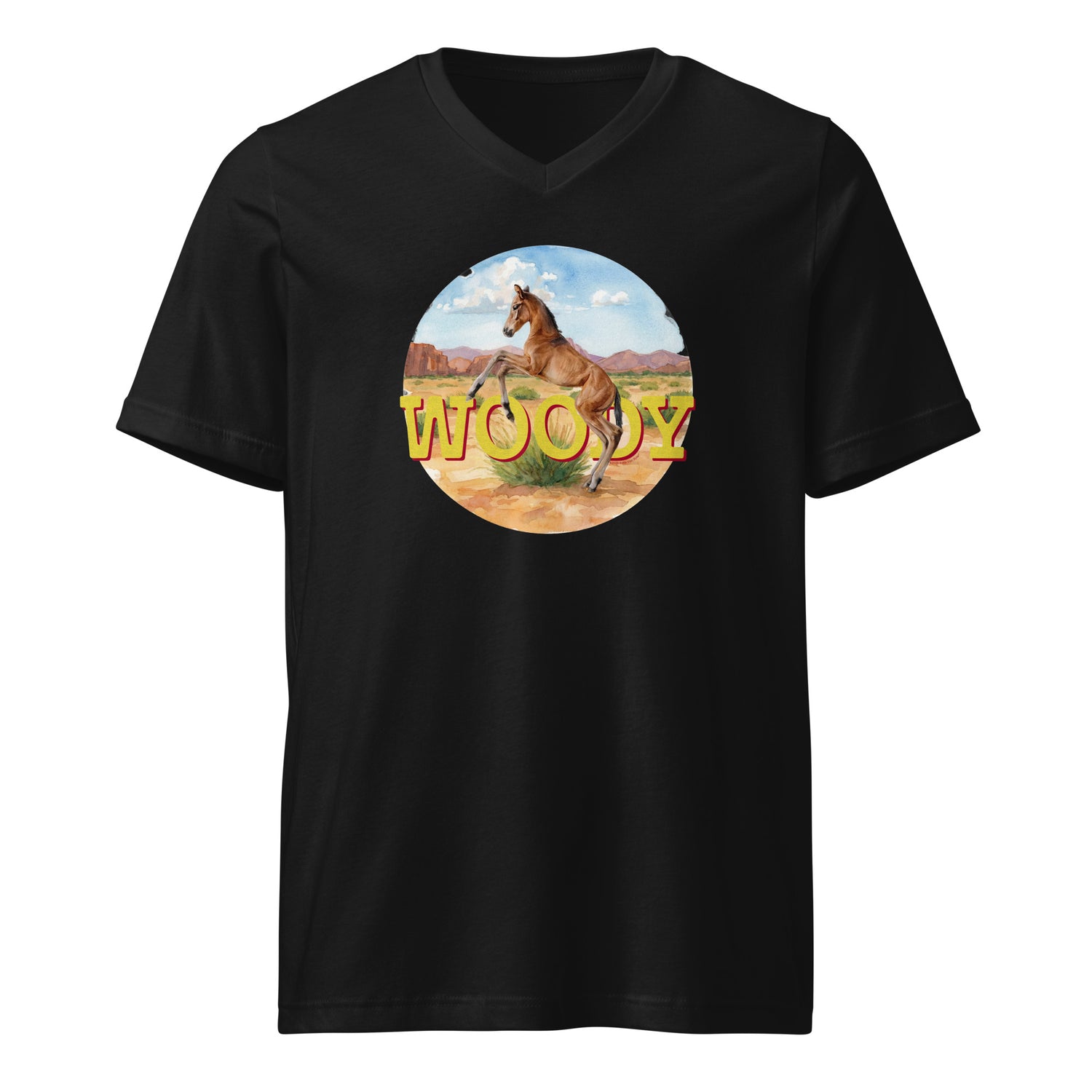 Woody V-Neck T-Shirt by Katie Van Slyke - Black
