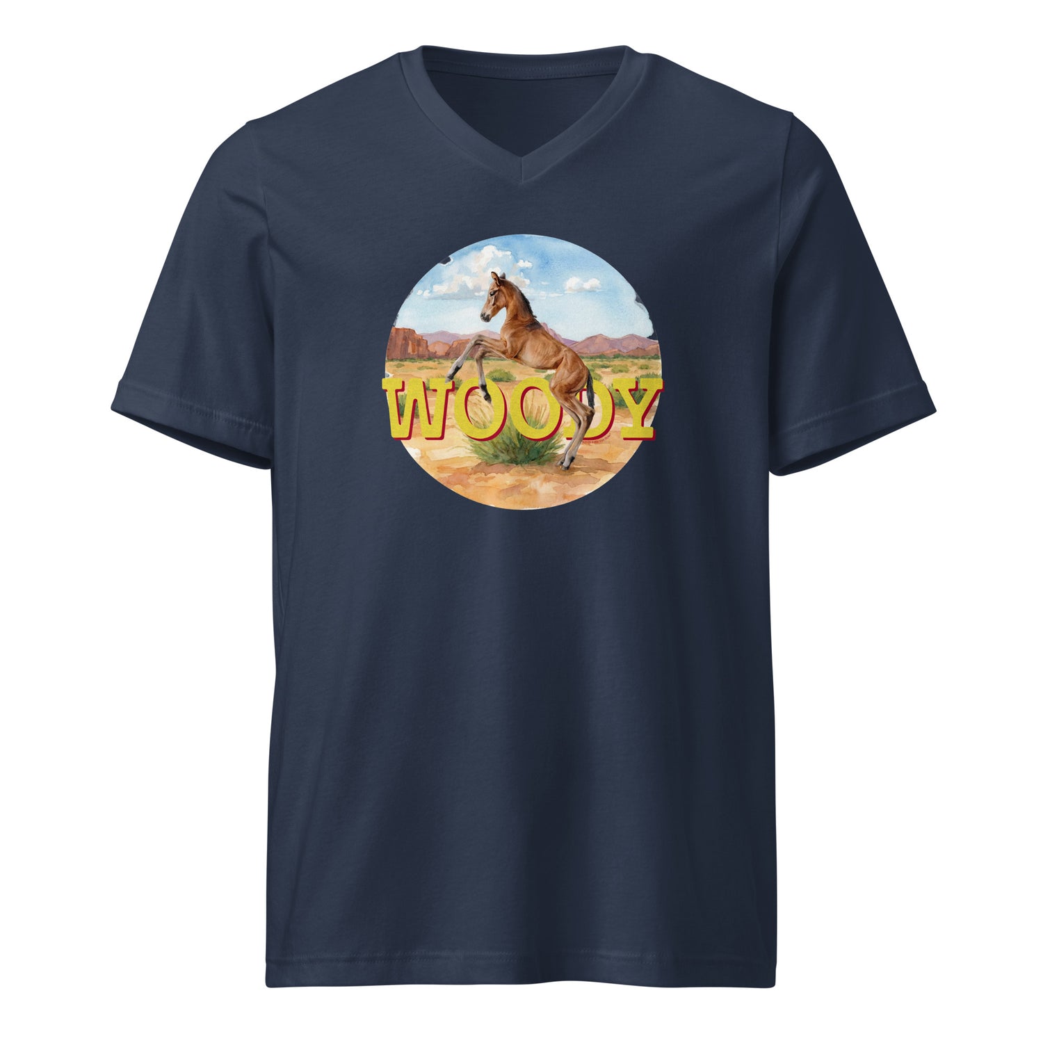 Woody V-Neck T-Shirt by Katie Van Slyke - Navy