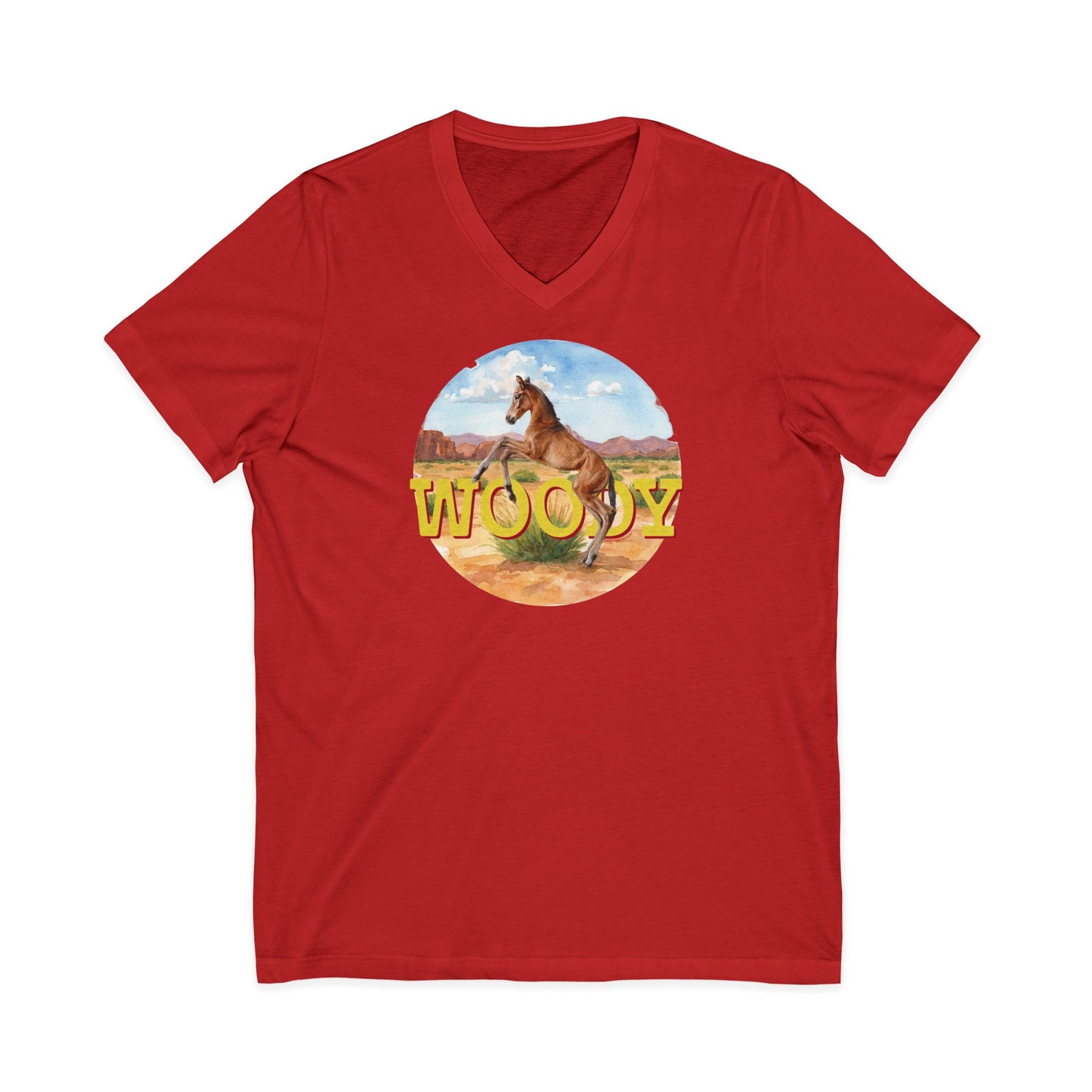Woody V-Neck T-Shirt by Katie Van Slyke® Red