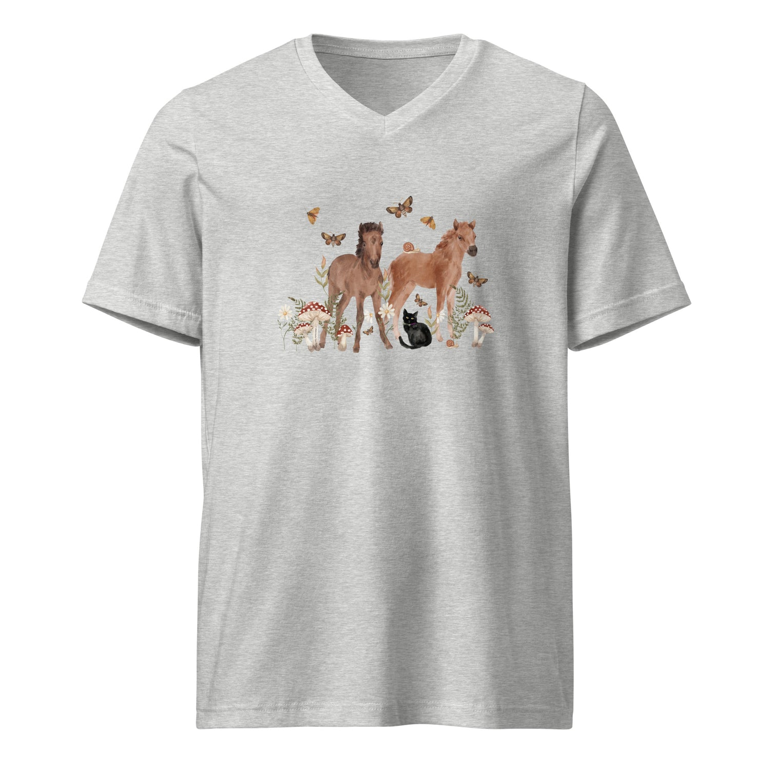 Gidget and Ginny V-Neck T-Shirt by Katie Van Slyke - Athletic Heather