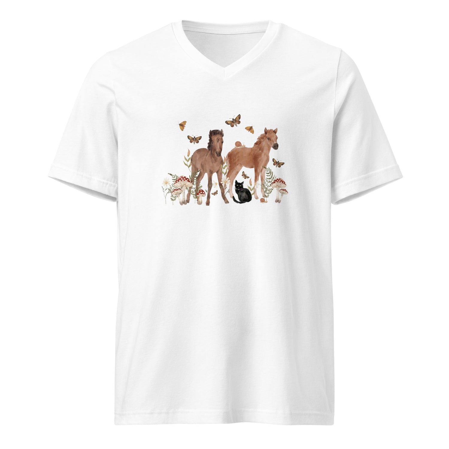 Gidget and Ginny V-Neck T-Shirt by Katie Van Slyke - White