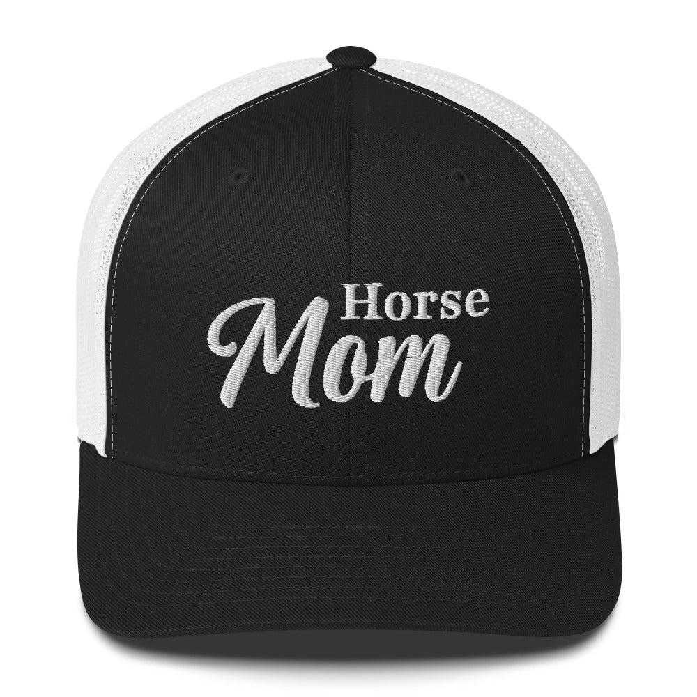 horse-mom-trucker-hat-by-katie-van-slyke-black-white
