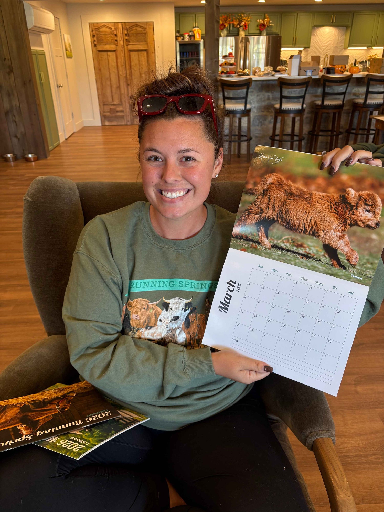 Katie with 2026 Mini Cow Calendar by Katie Van Slyke™