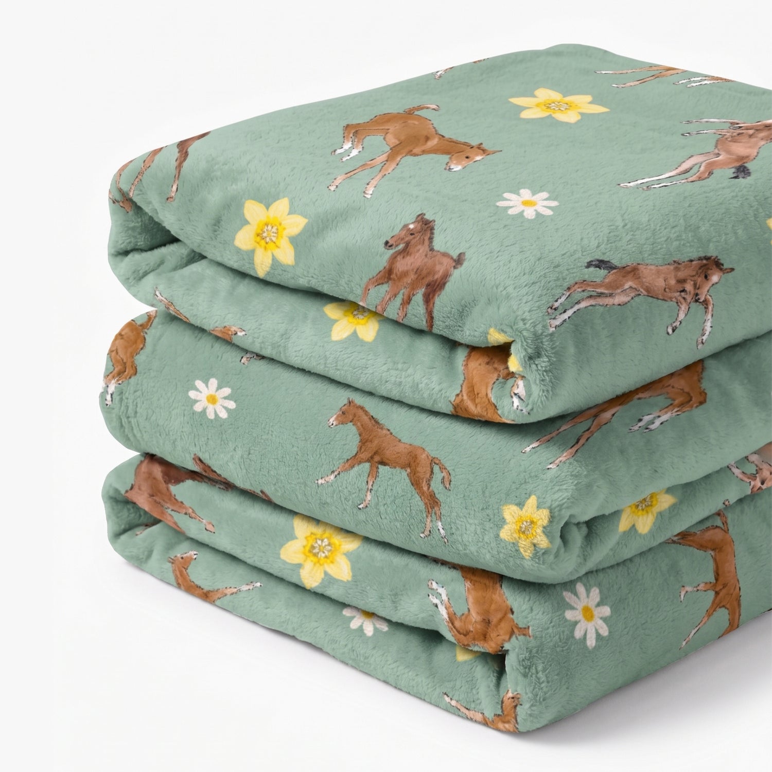 2026 Foals Plush Blanket by Katie Van Slyke - Folded