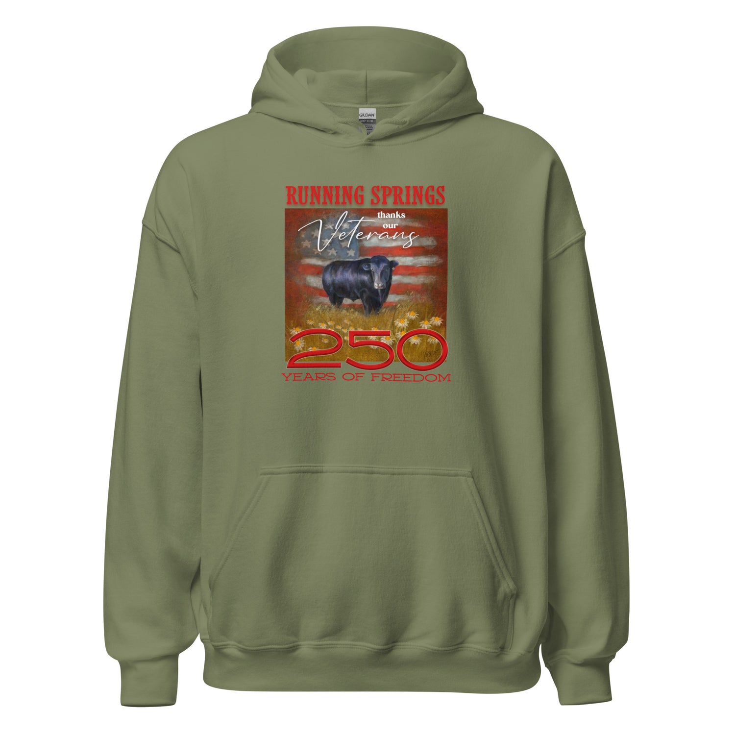Running Springs 250 Hoodie by Terri Van Slyke - Military Green