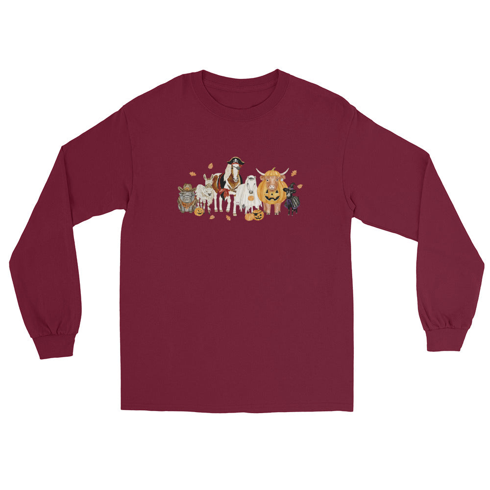Spooky Crew Long Sleeve T-Shirt by Katie Van Slyke - Maroon