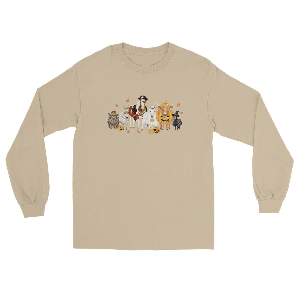 Spooky Crew Long Sleeve T-Shirt by Katie Van Slyke - Sand
