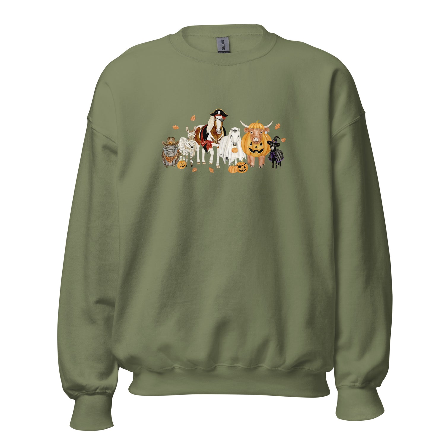 Spooky Crew Sweatshirt by Katie Van Slyke - Military Green