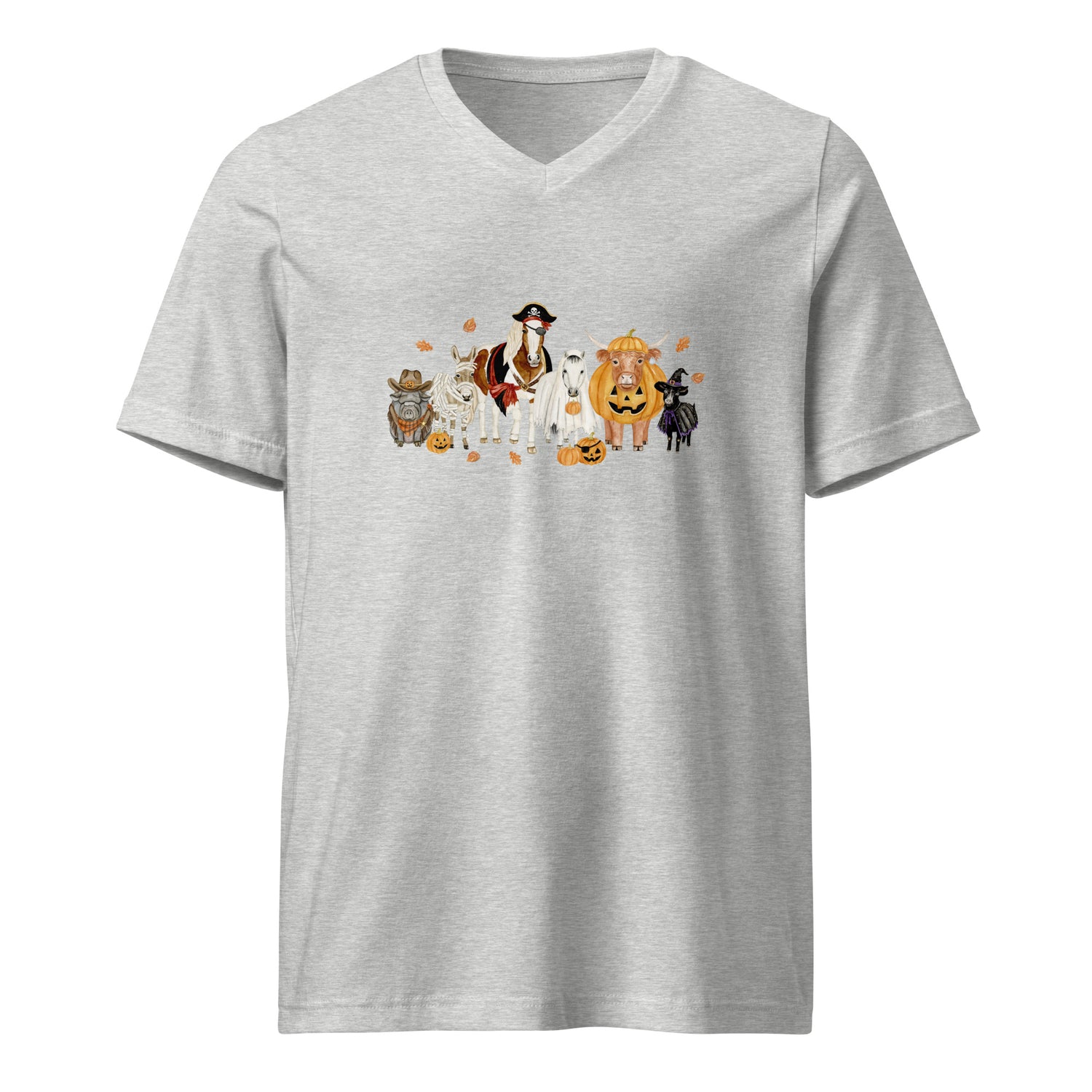 Spooky Crew V-Neck T-Shirt by Katie Van Slyke - Athletic Heather
