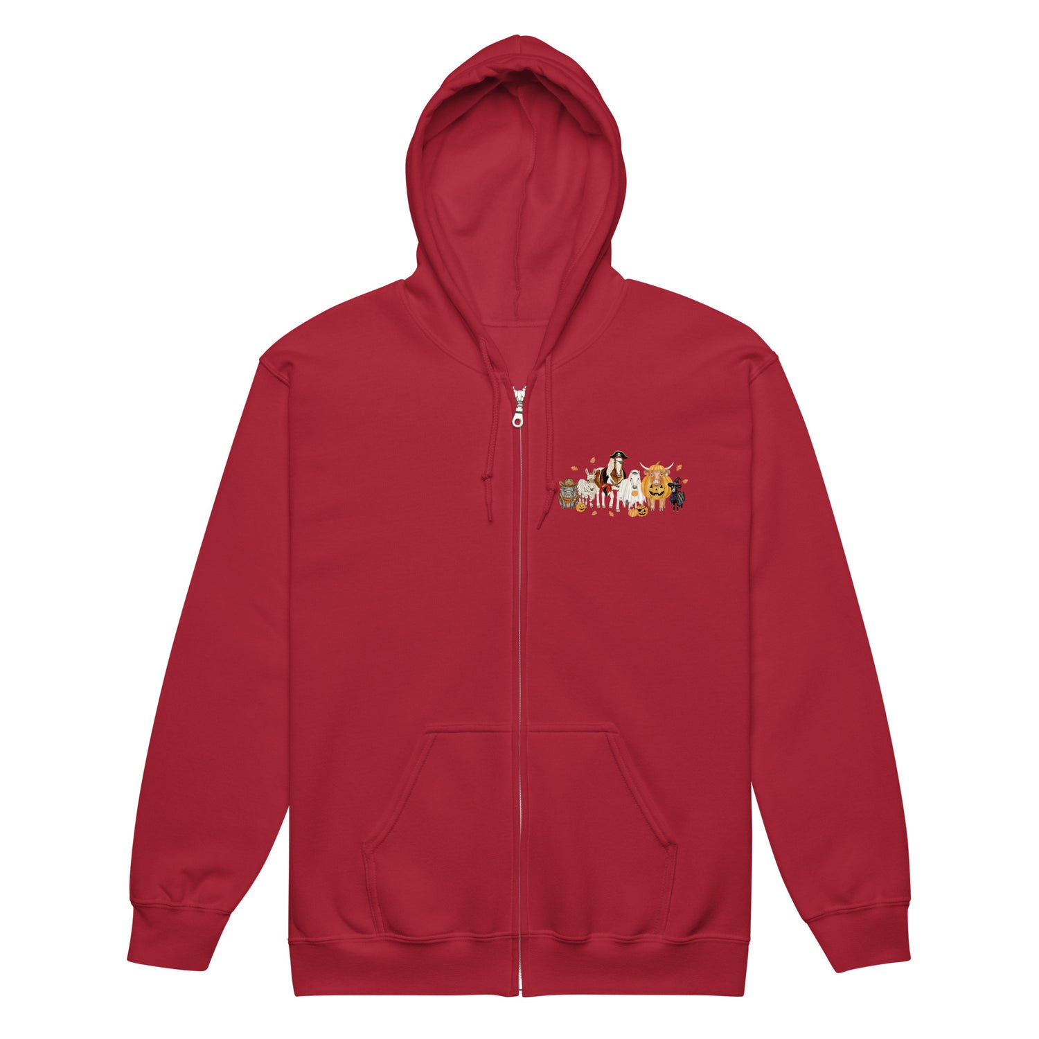 Spooky Crew Zip-Up Hoodie by Katie Van Slyke - Cardinal Red