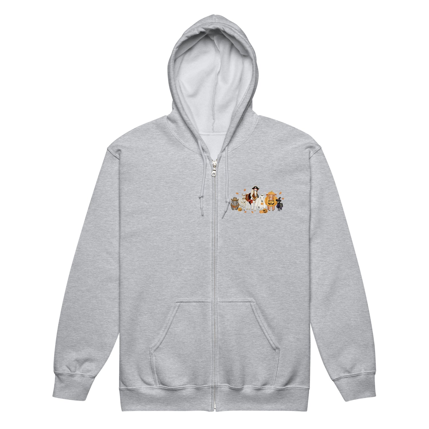 Spooky Crew Zip-Up Hoodie by Katie Van Slyke - Sport Grey