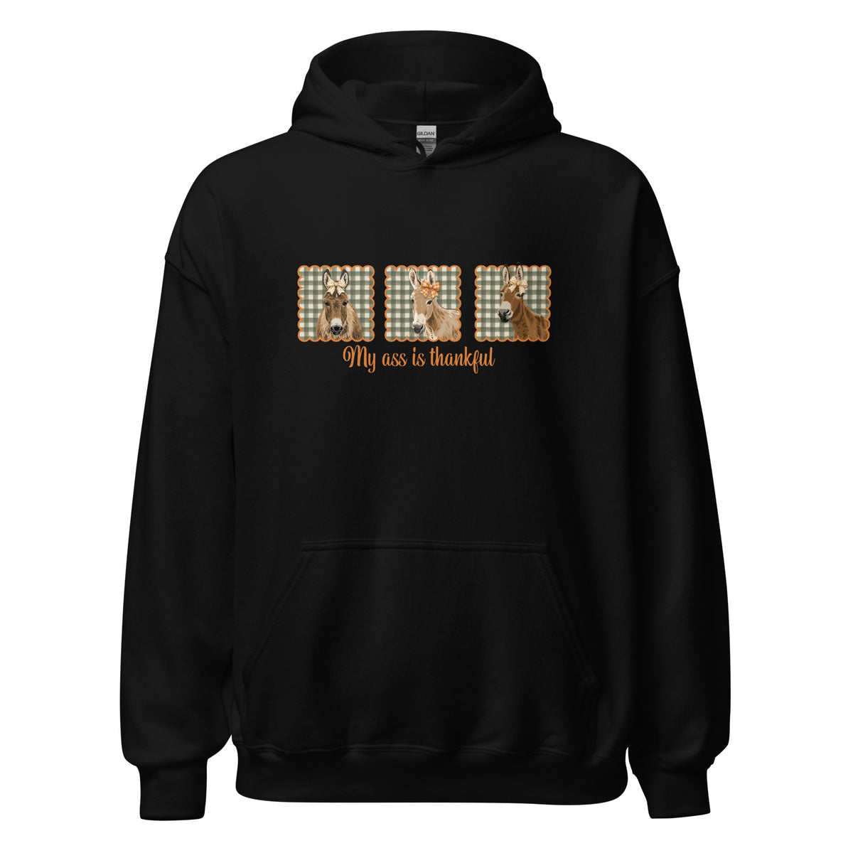 Thankful Donkeys Hoodie by Katie Van Slyke - Black