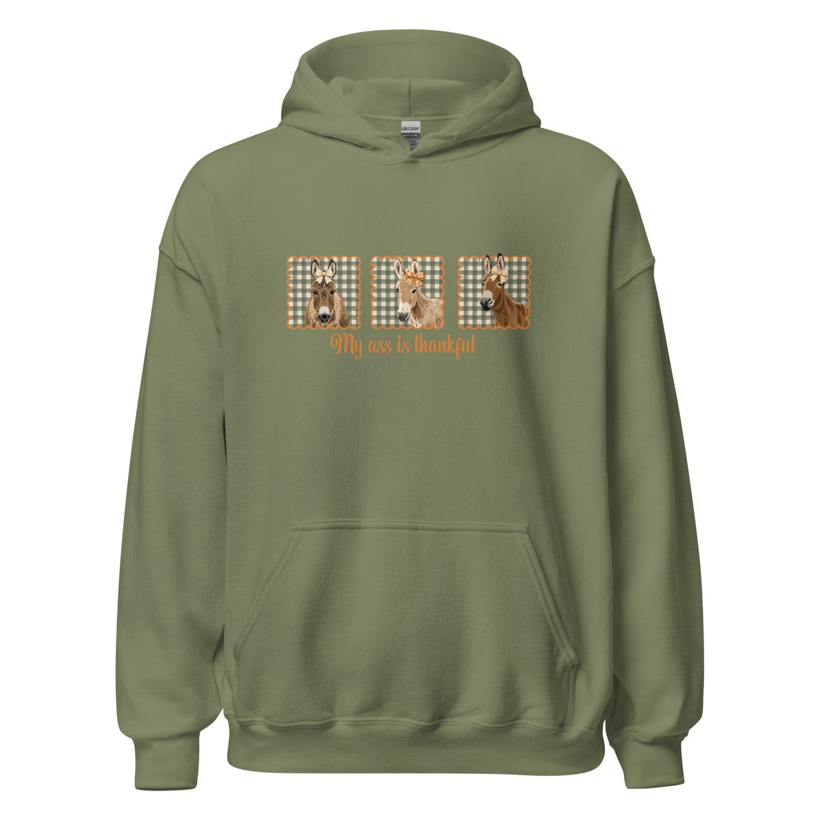 Thankful Donkeys Hoodie by Katie Van Slyke - Military Green