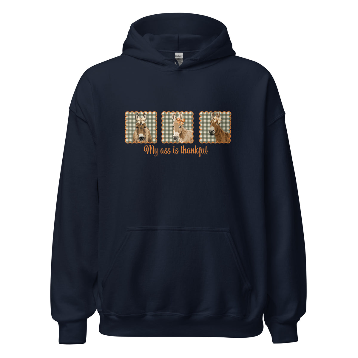 Thankful Donkeys Hoodie by Katie Van Slyke - Navy