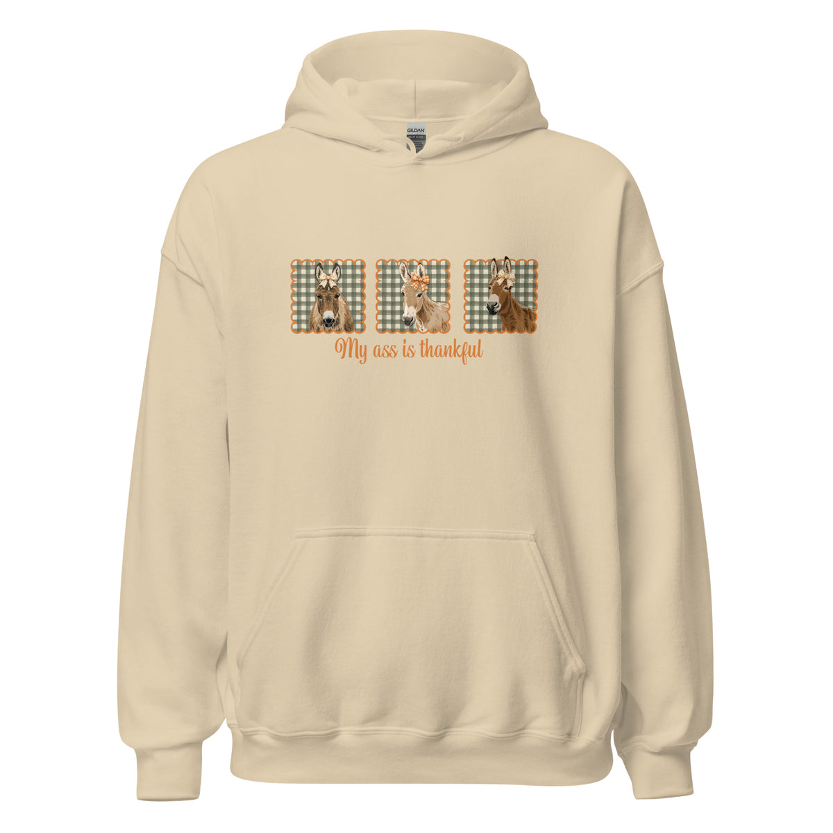 Thankful Donkeys Hoodie by Katie Van Slyke - Sand