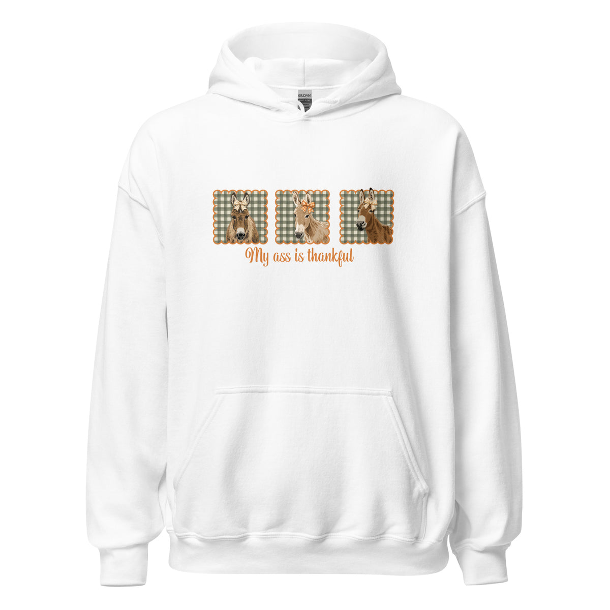 Thankful Donkeys Hoodie by Katie Van Slyke - White