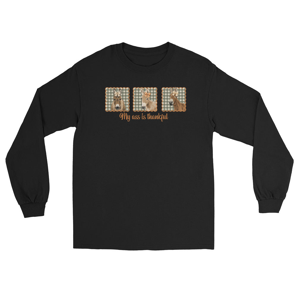 Thankful Donkeys Long Sleeve T-Shirt by Katie Van Slyke - Black