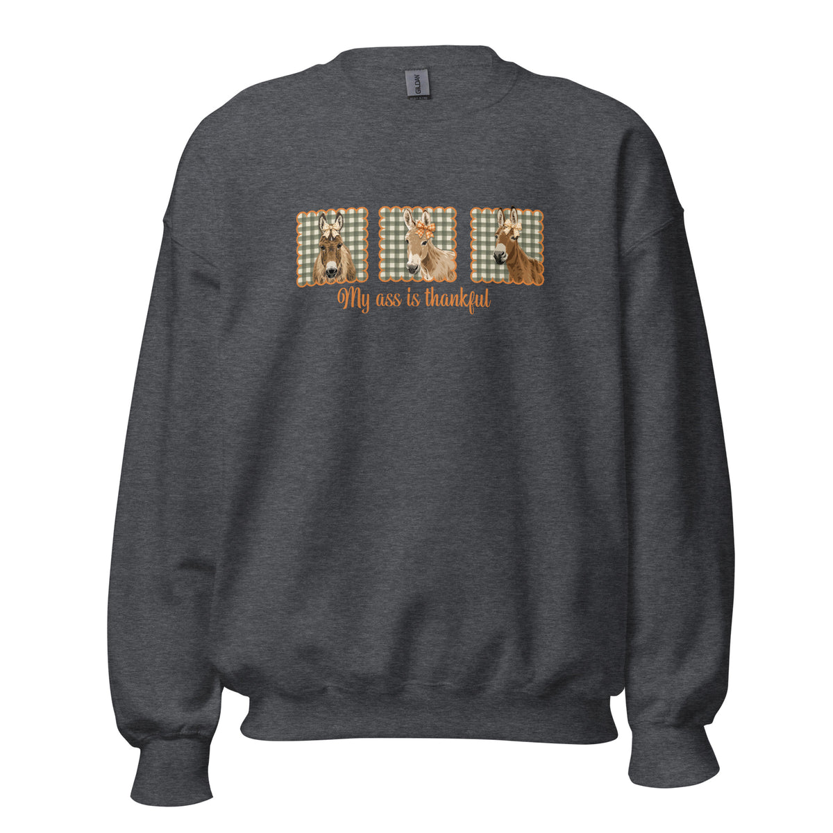 Thankful Donkeys Sweatshirt by Katie Van Slyke - Dark Heather