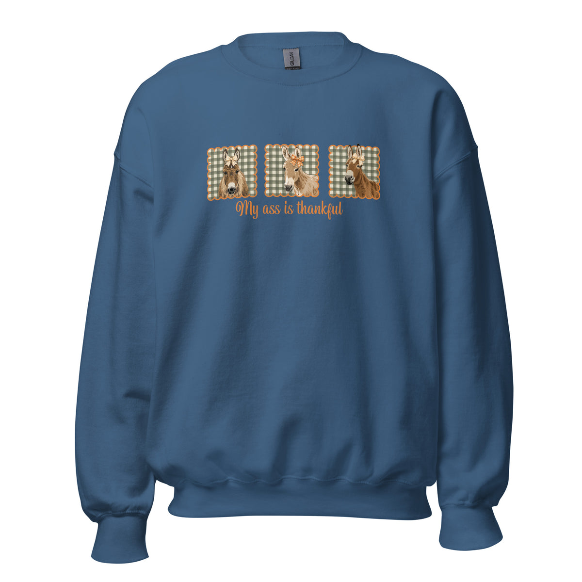 Thankful Donkeys Sweatshirt by Katie Van Slyke - Indigo Blue