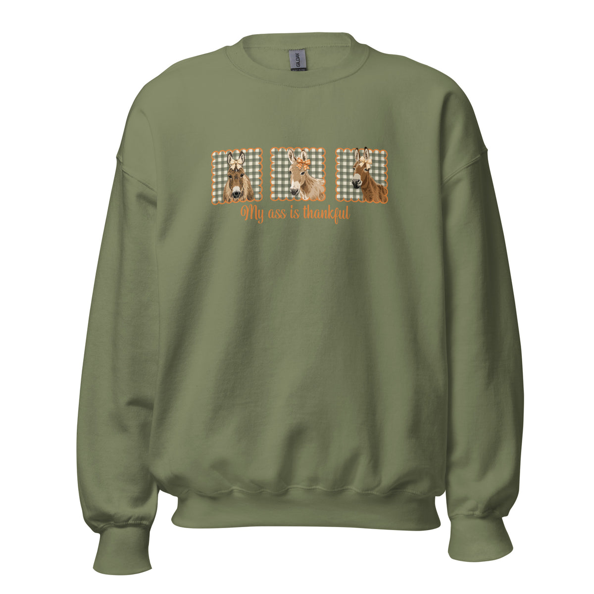 Thankful Donkeys Sweatshirt by Katie Van Slyke - Military Green