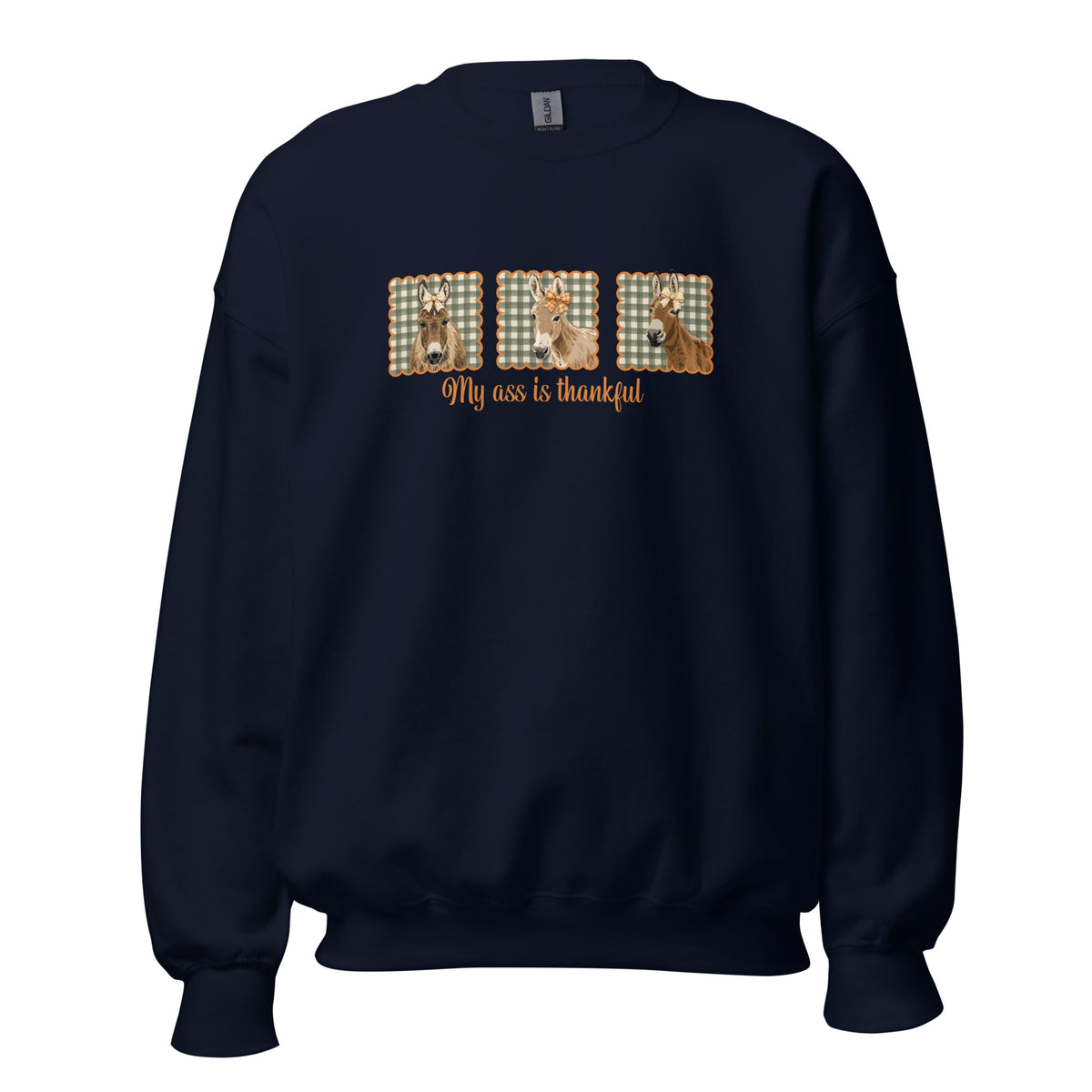 Thankful Donkeys Sweatshirt by Katie Van Slyke - Navy
