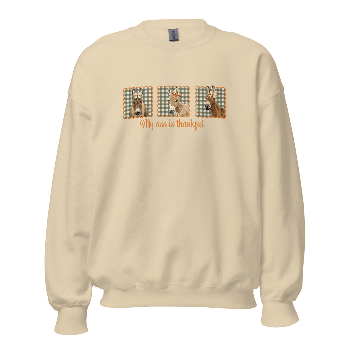 Thankful Donkeys Sweatshirt by Katie Van Slyke - Sand