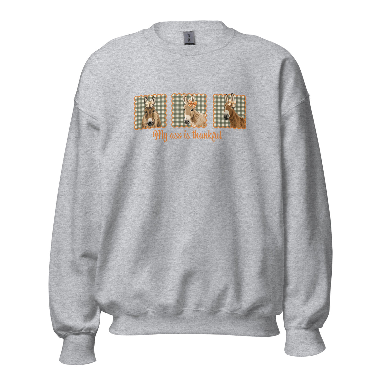 Thankful Donkeys Sweatshirt by Katie Van Slyke - Sport Grey