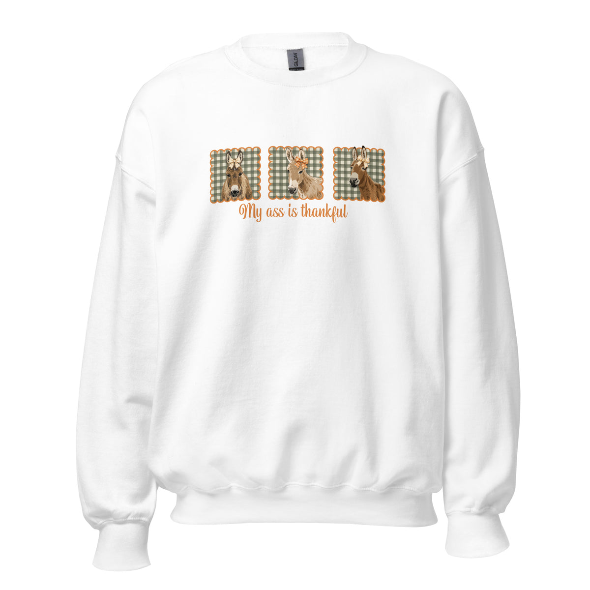 Thankful Donkeys Sweatshirt by Katie Van Slyke - White