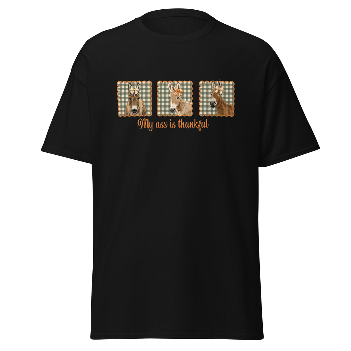 Thankful Donkeys T-Shirt by Katie Van Slyke - Black