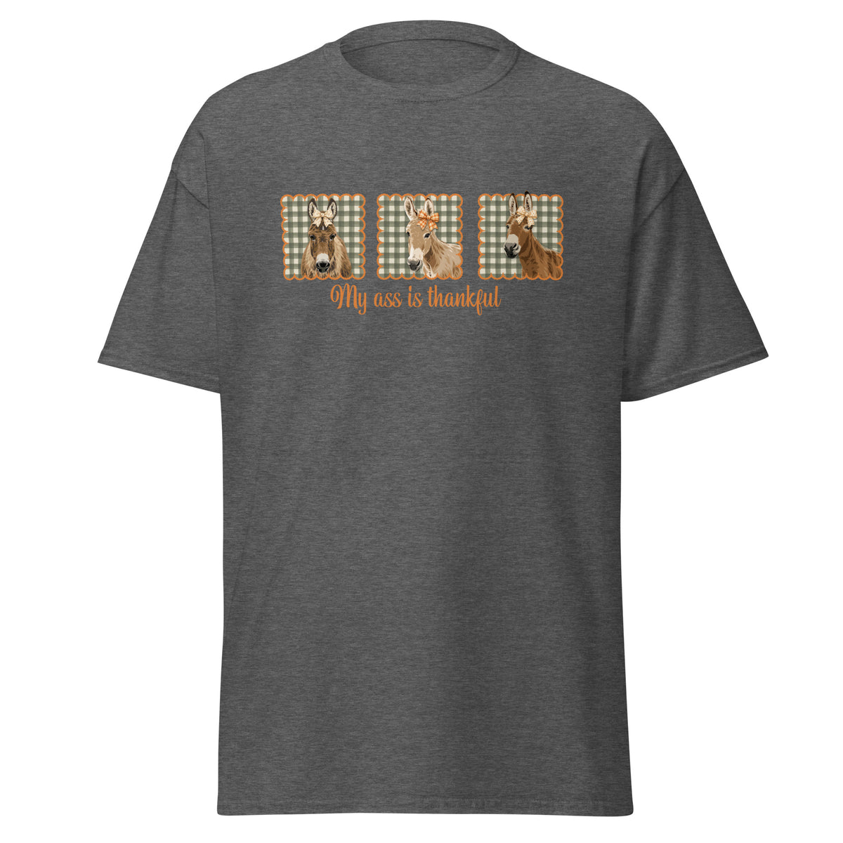 Thankful Donkeys T-Shirt by Katie Van Slyke - Dark Heather