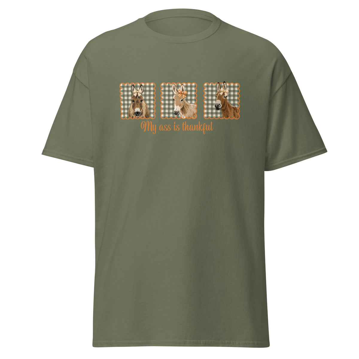 Thankful Donkeys T-Shirt by Katie Van Slyke - Military Green