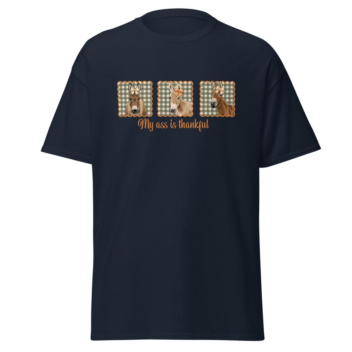 Thankful Donkeys T-Shirt by Katie Van Slyke - Navy