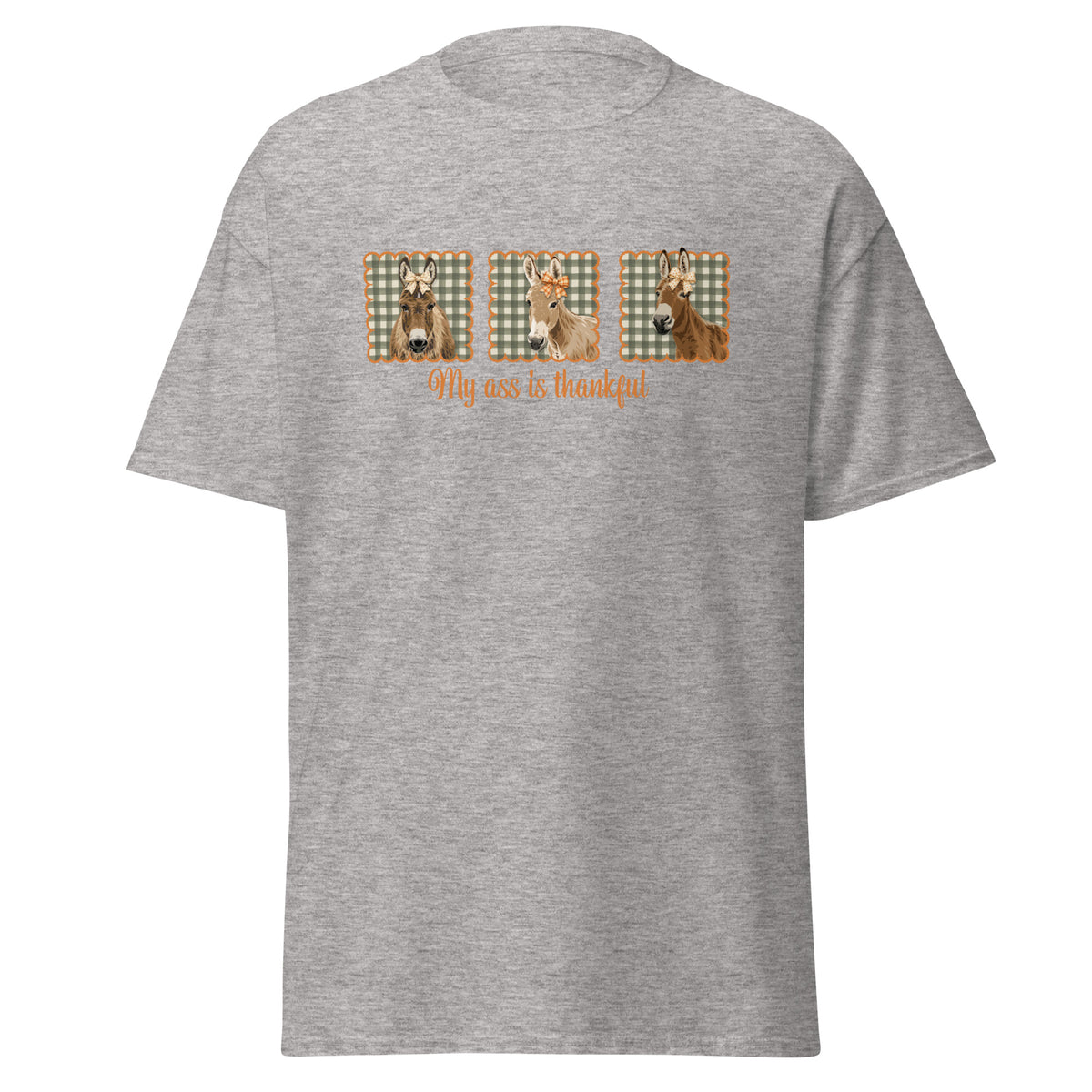 Thankful Donkeys T-Shirt by Katie Van Slyke - Sport Grey