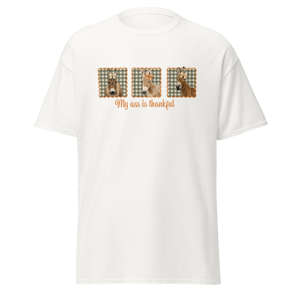 Thankful Donkeys T-Shirt by Katie Van Slyke - White